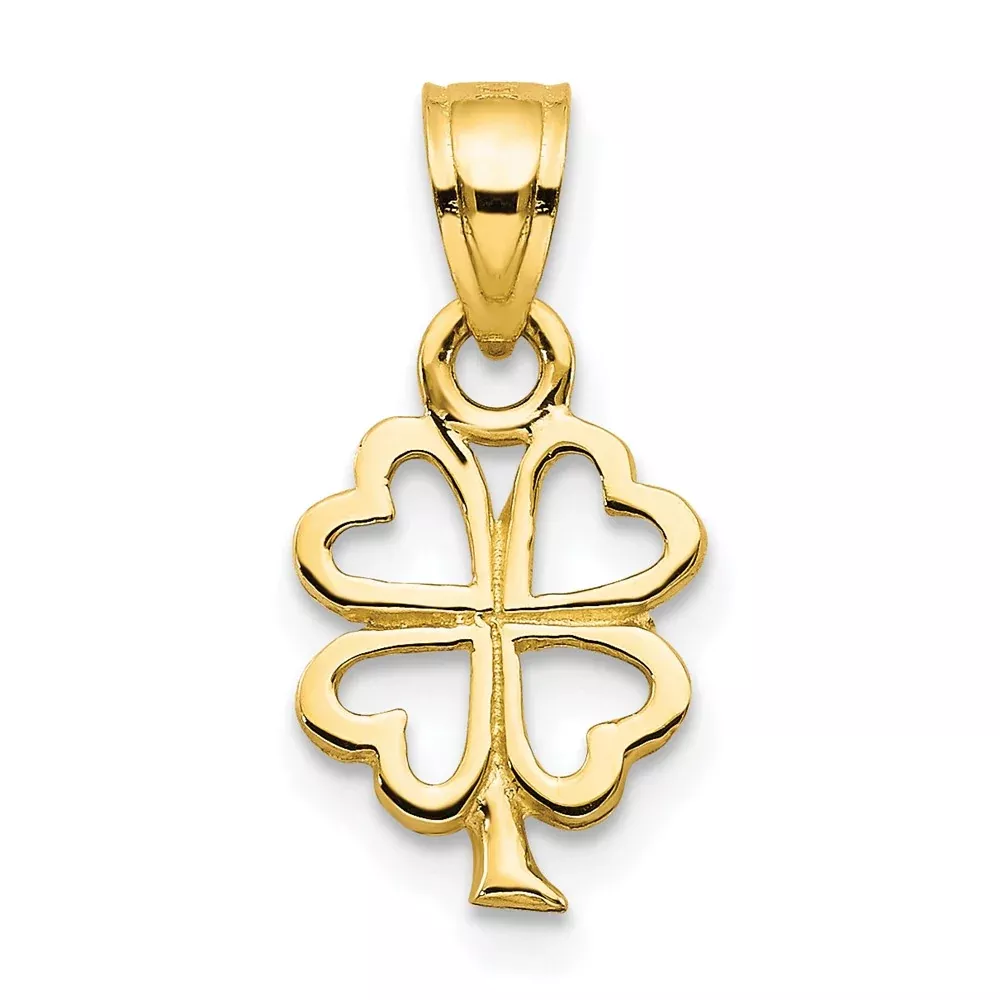 10K Yellow Gold Four Leaf Clover Charm