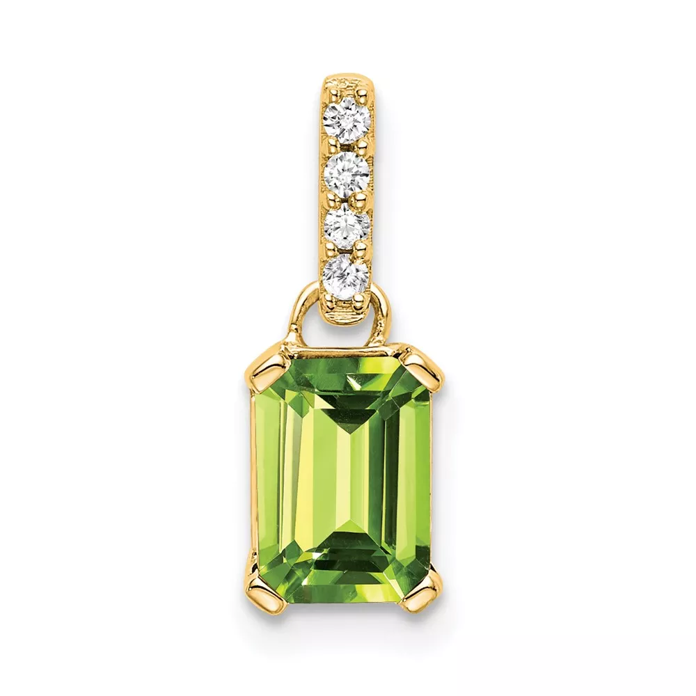 10k Yellow Gold Peridot and Diamond Pendant