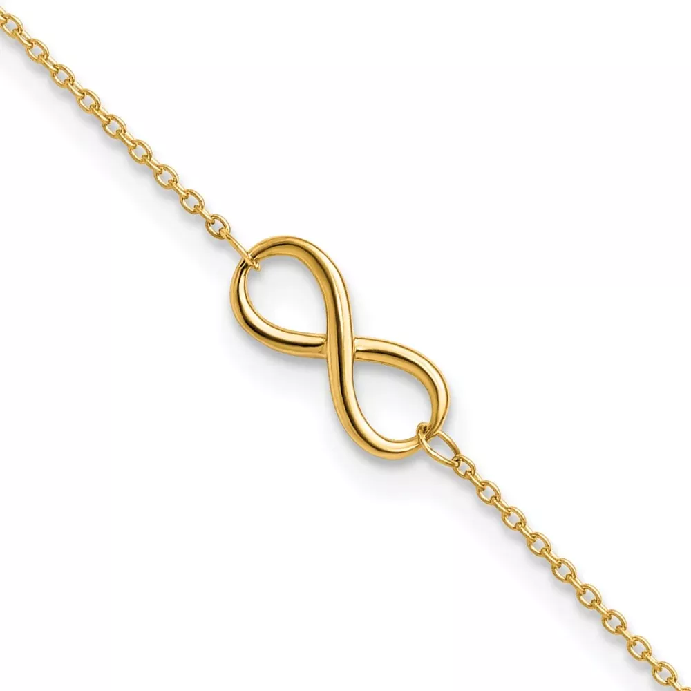 10K Yellow Gold Polished Infinity With 1In Ext. Anklet