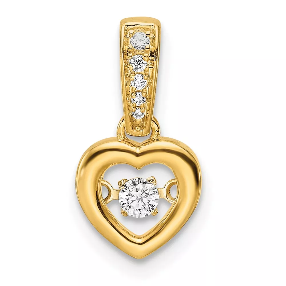 14k 1/10 carat Diamond Heart with Vibrant Moving Center Pendant