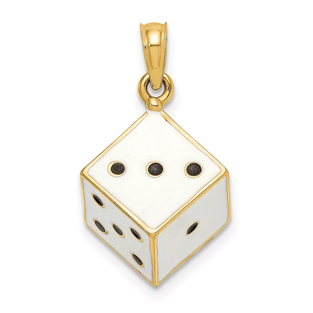 14K 3-D Enamel Dice Charm