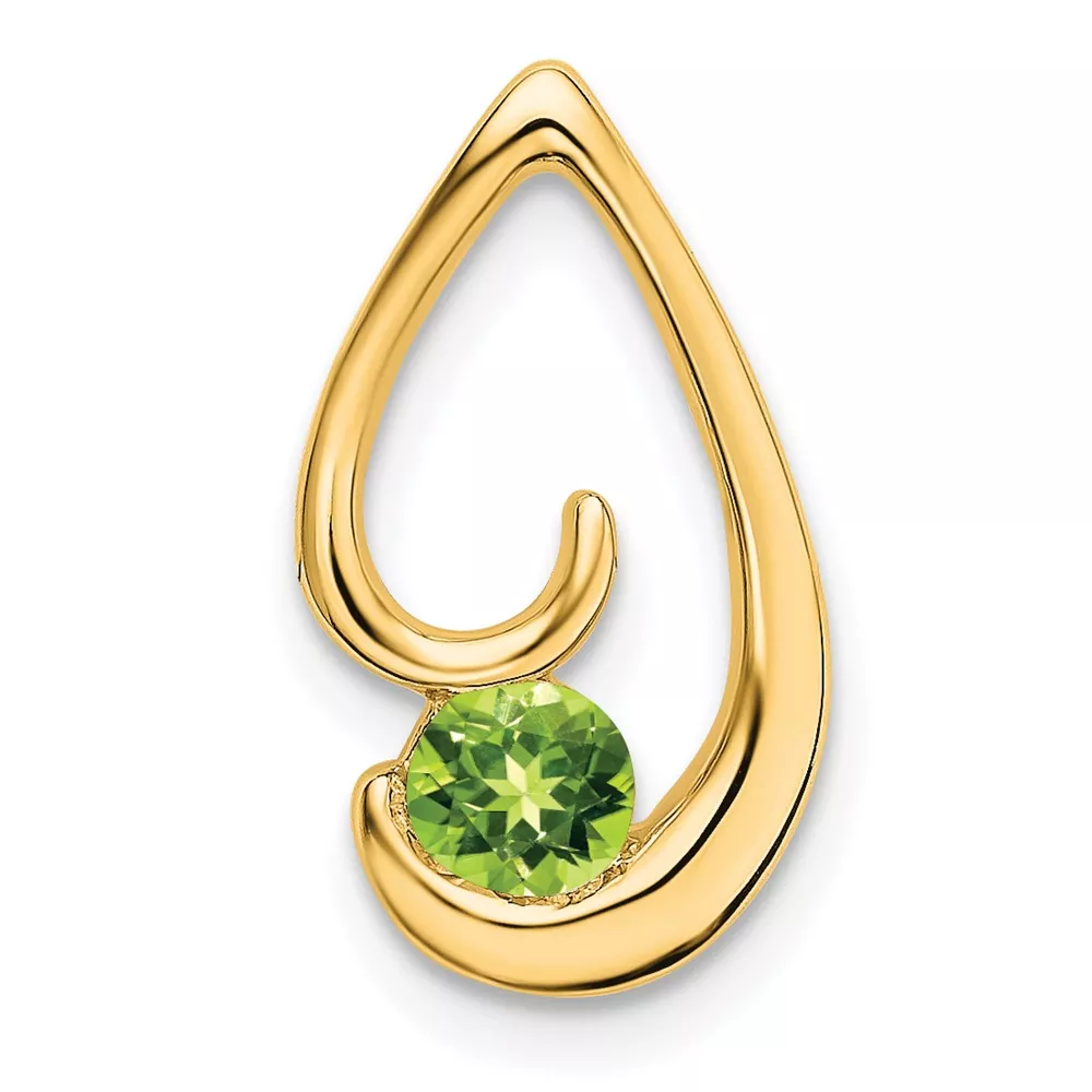 14k 4mm Round Peridot Teardrop Chain Slide