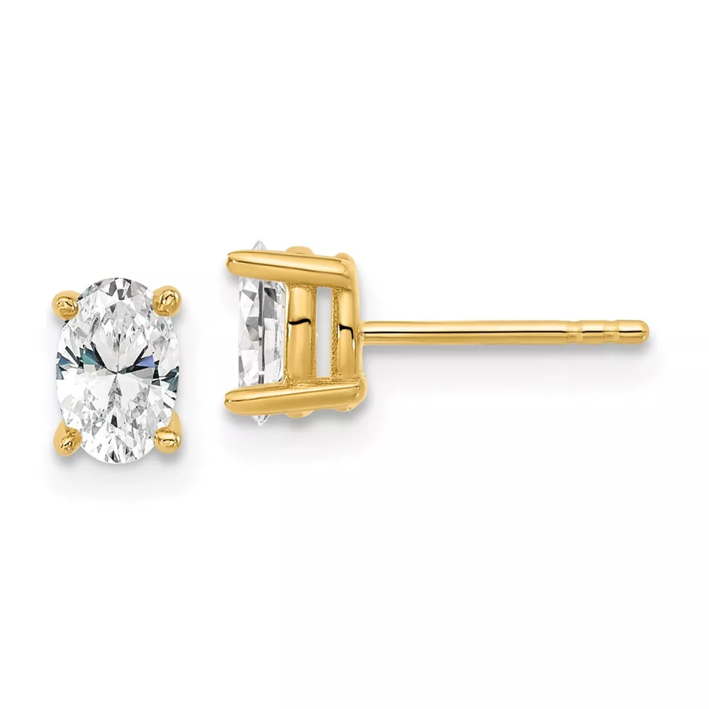 14k 5/8 carat Lab Grown Diamond VS/SI+ G+ Complete Oval Four Prong Stud Earrings