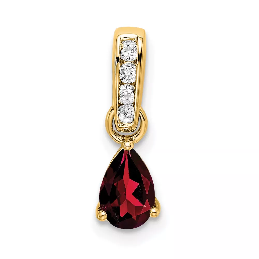 14K 6×4 Pear January/Garnet and Diamond Pendant