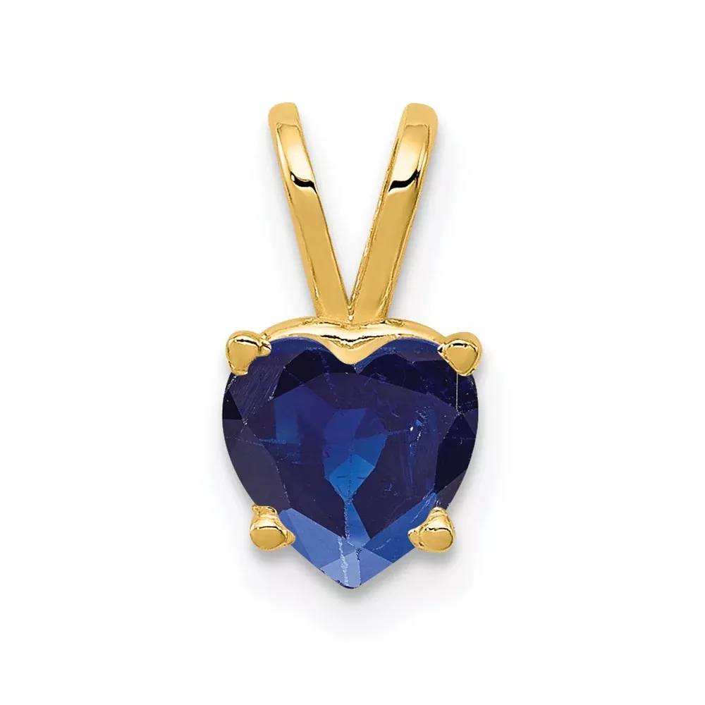 14k 6mm Heart Sapphire Pendant