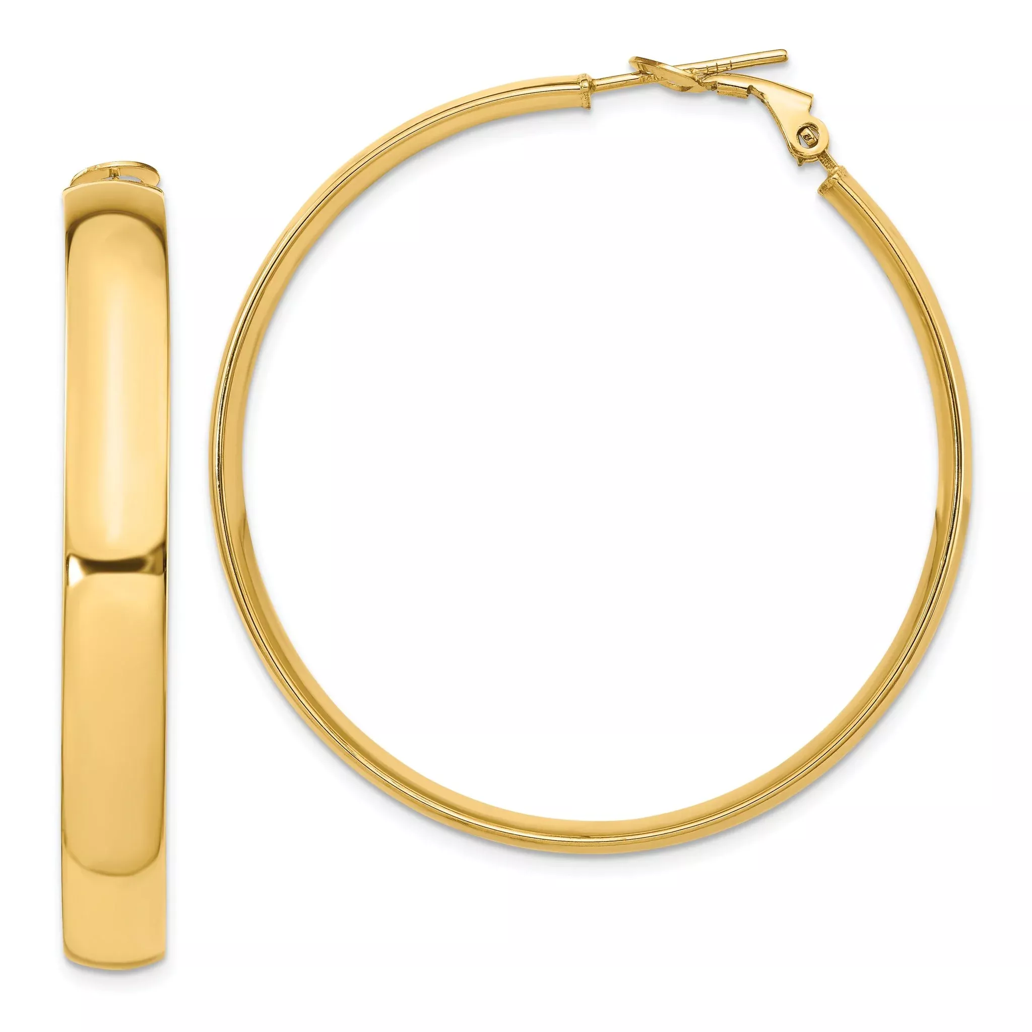 14K 6mm High Polished Omega Back Hoop Earrings