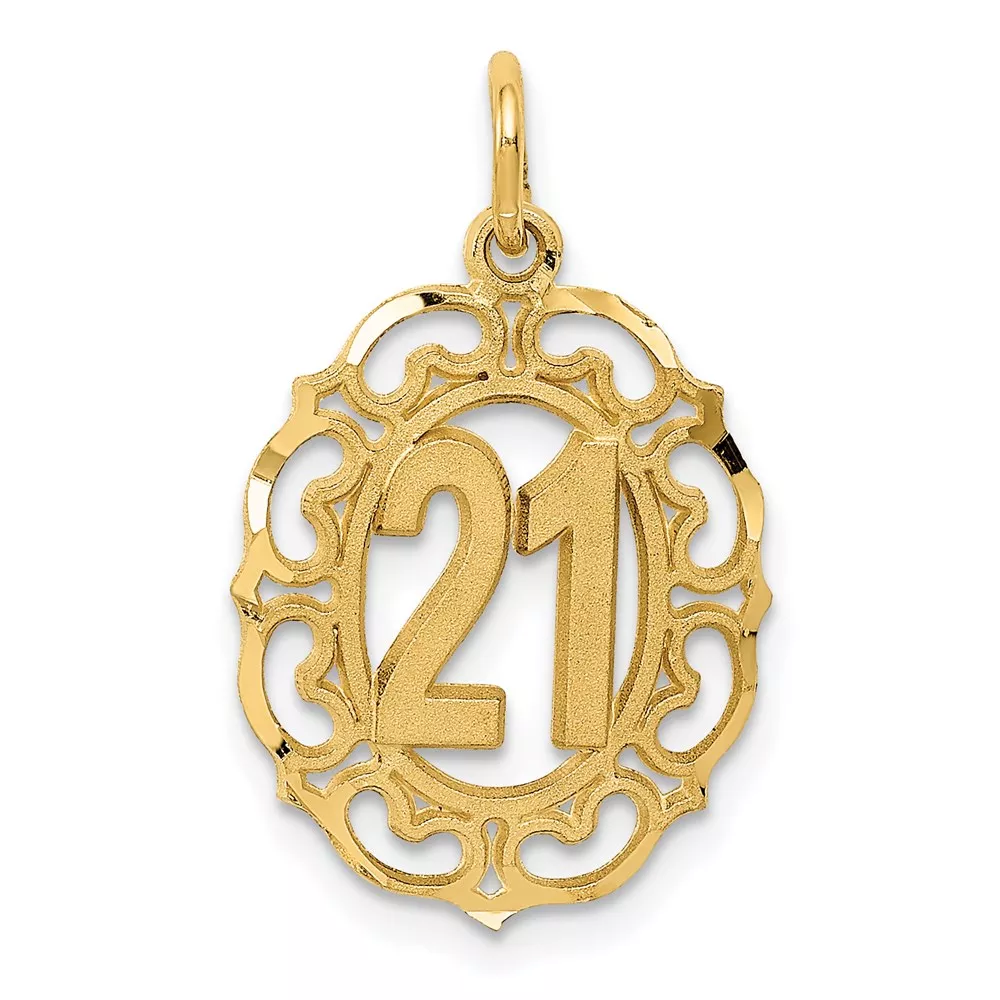 14k Diamond-cut 21 in Oval Pendant