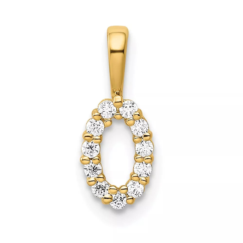 14K Diamond Number 0 Pendant