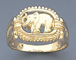 14k Gold 10.5mm Ladies Diamond Cut Elephant Ring