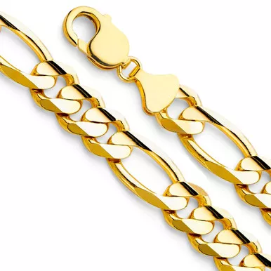 14k Gold 12mm Figaro Bracelet 8 Inches