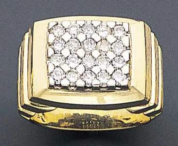 14k Gold 15mm Men's 1.5ct Diamond Ring
