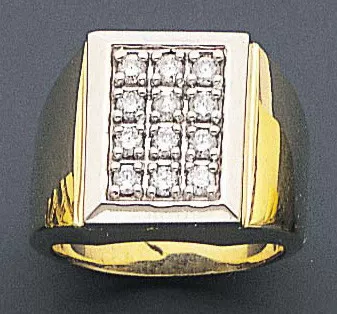 14k Gold 16mm Men's 0.75ct Diamond Ring