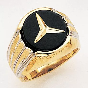 14k Gold 16mm Round Men's Onyx Ring