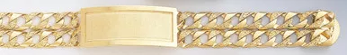 14k Gold 18mm 2 Line Curb Id Link Bracelet 9 Inches