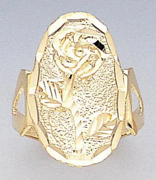 14k Gold 25mm Ladies Diamond Cut Rose Ring