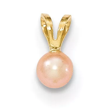 14K Gold 4-5mm Round Pink FW Cultured Pearl Pendant