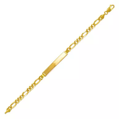 14k Gold 6mm Italian Figaro Id Bracelet 7 Inches