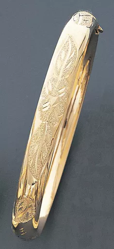 14k Gold 8.0mm Wide Hollow Hinged Bangle 7.0"
