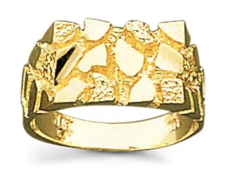 14k Gold 9mm Men's Nugget Ring