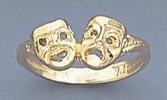 14k Gold Baby comedy tragedy ring