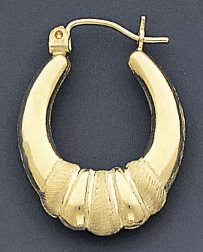 14k Gold Hollow Shrimp Hoop Earrings 20mm W X 25mm H