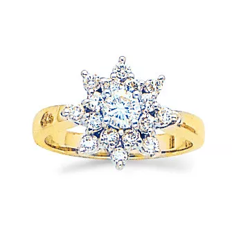 14k Gold Ladies Prong-set 1.0ct Diamond Flower Ring