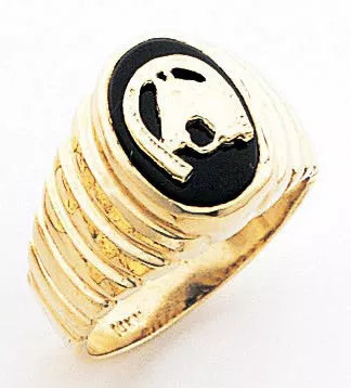 14k Gold Men's 14mm Horseshoe Onyx Ring