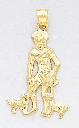 14k Gold San Lazaro (Saint Lazarus) Pendant 18MM