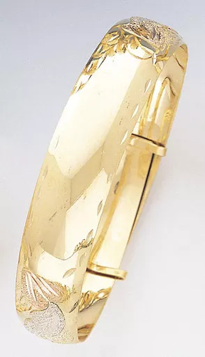 14k Gold Tri-color 15mm Wide 7 Inches to 9 Inches Adjustable Bangle
