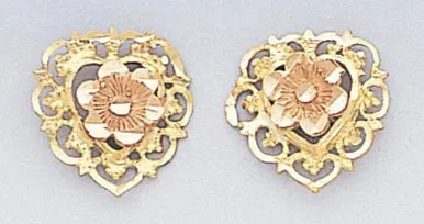 14k Gold Tri-color Earrings 12mm W X 12mm H