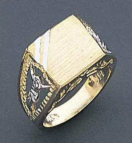 14k Gold Two-tone 9mm Children Square Flat-top Signet Ring