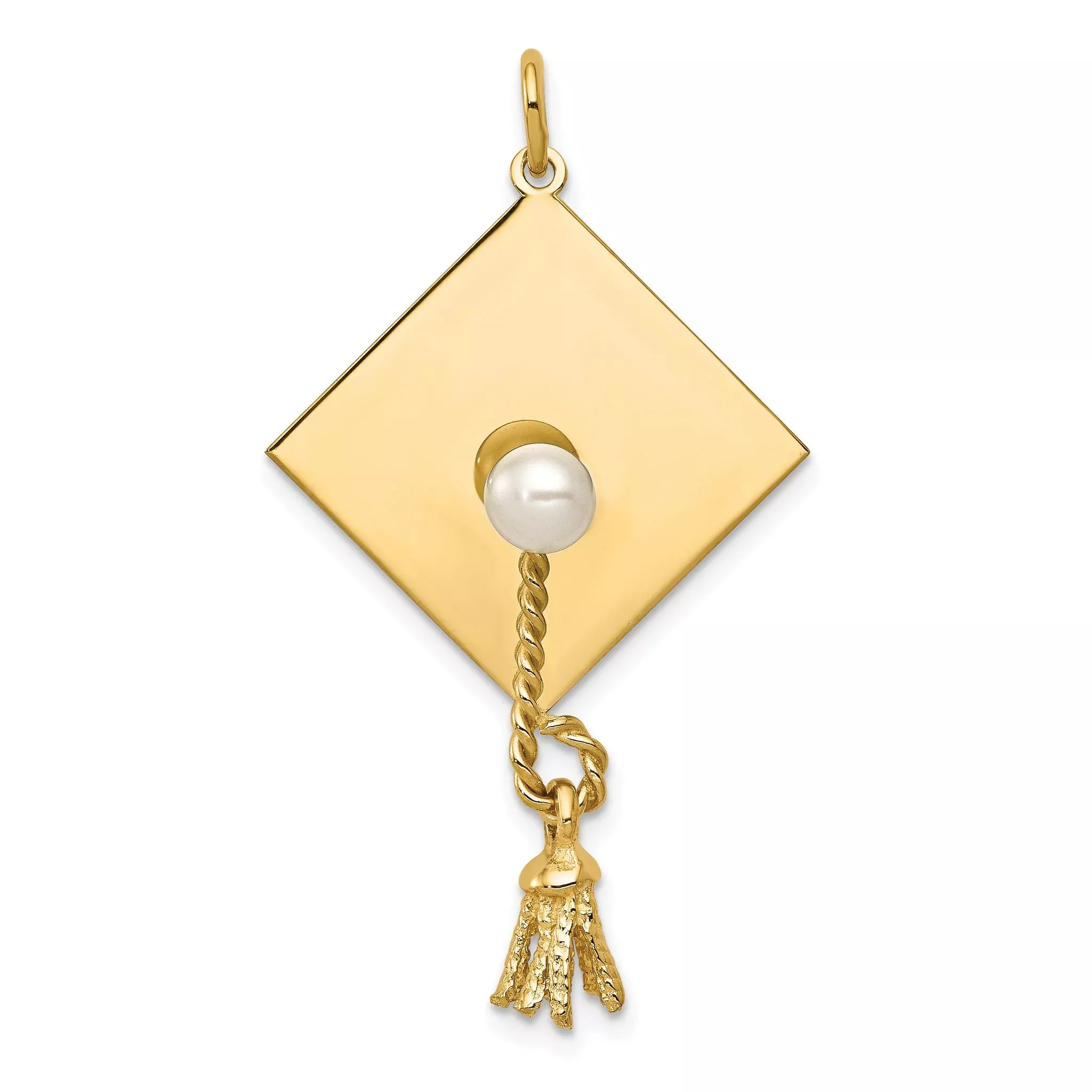 14K Graduation Cap with FW Cultured Pearl Charm