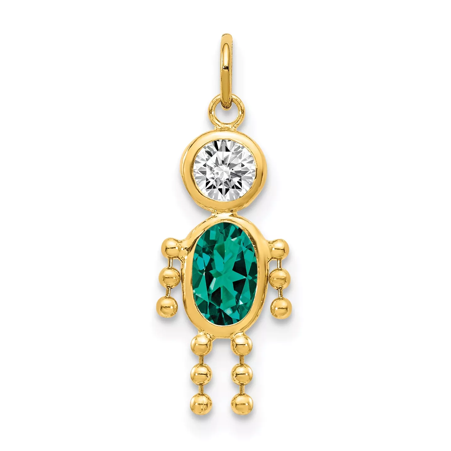 14K May Boy Birthstone Charm