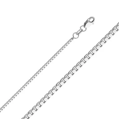 14k nickel Free White Gold 1.3mm Box Chain 22 Inches