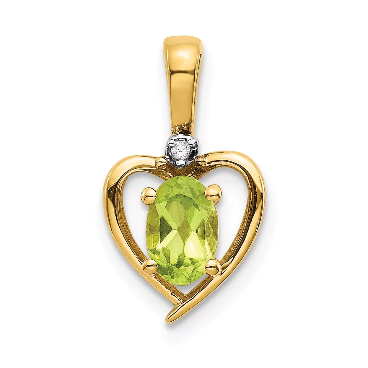 14K Peridot and Diamond Heart Pendant