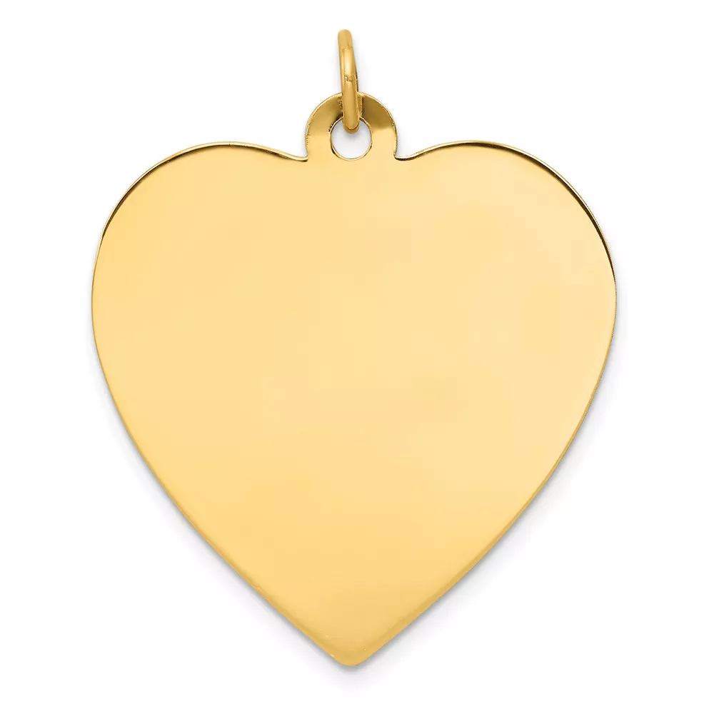 14k Plain .013 Gauge Engravable Heart 30x28mm Disc Charm