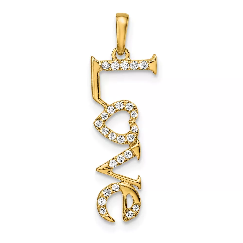 14k Polished LOVE Diamond Pendant