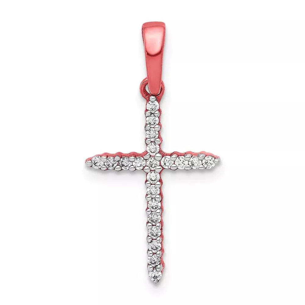 14K Rose Gold 1/6ct. Diamond Cross Pendant