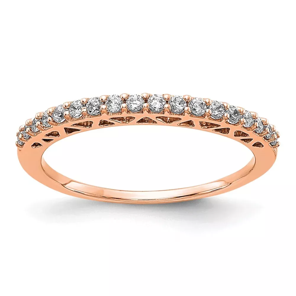 14k Rose Gold Polished Real Diamond Band