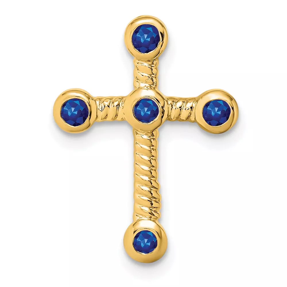 14k Sapphire Cross Chain Slide