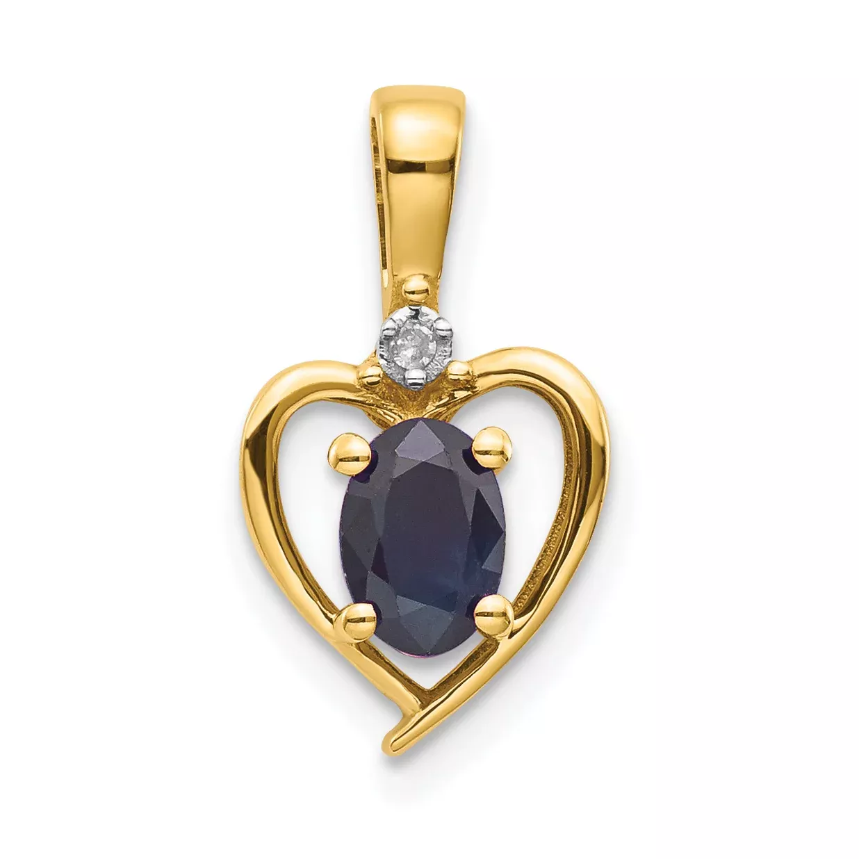 14K Sapphire and Diamond Heart Pendant