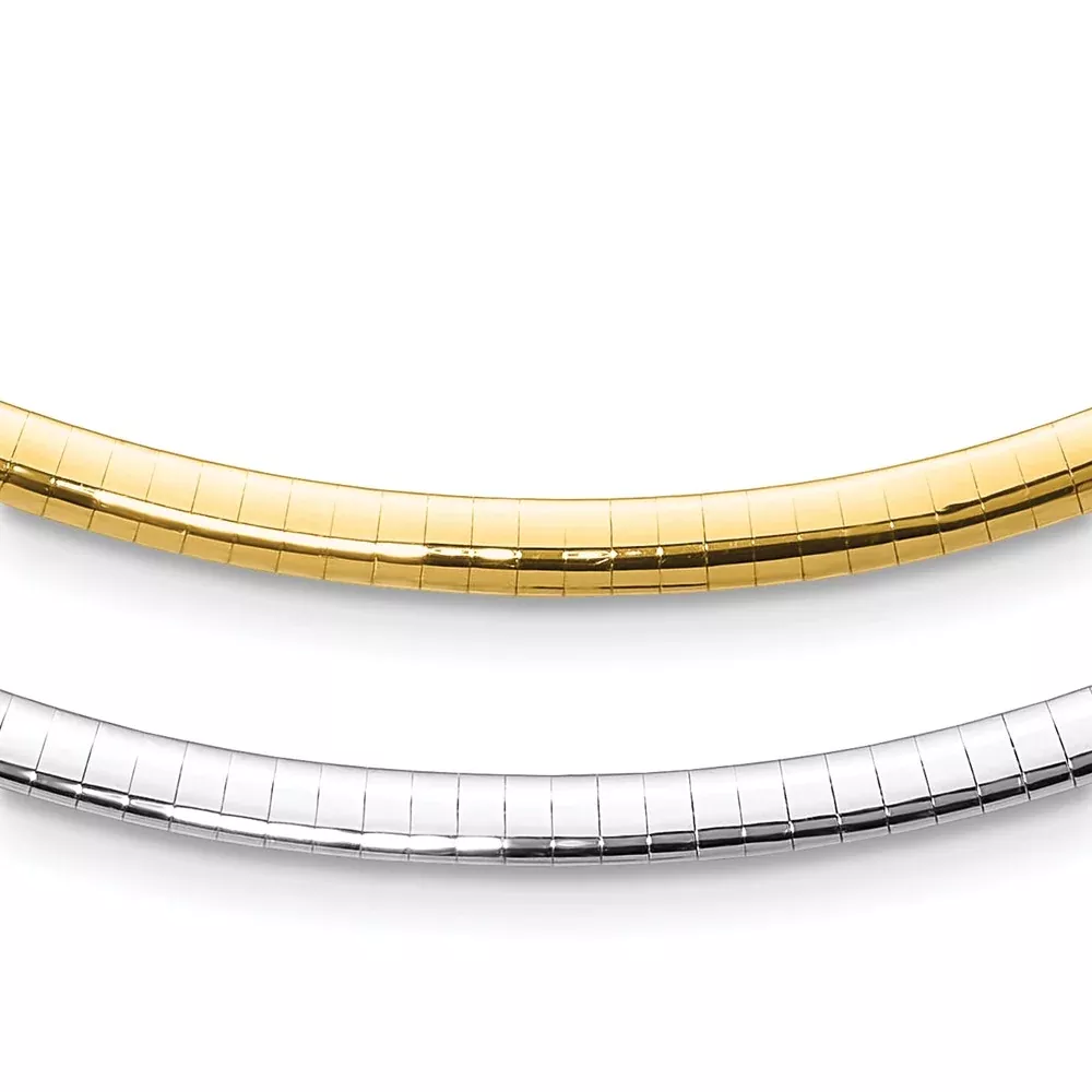 14K Two-Tone 4mm Reversible Omega Necklace
