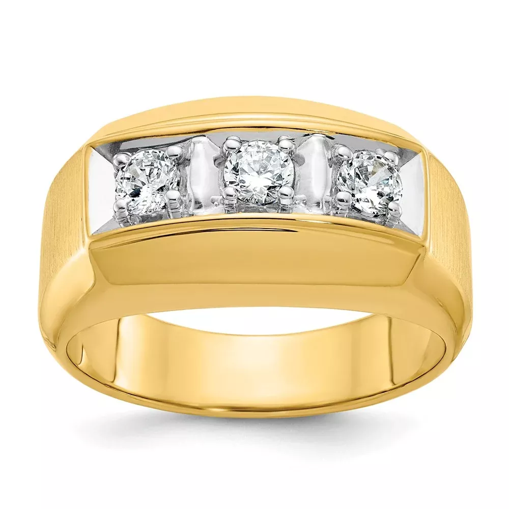 14k Two-tone Gold Men's 1 /2 carat Diamond Complete Ring