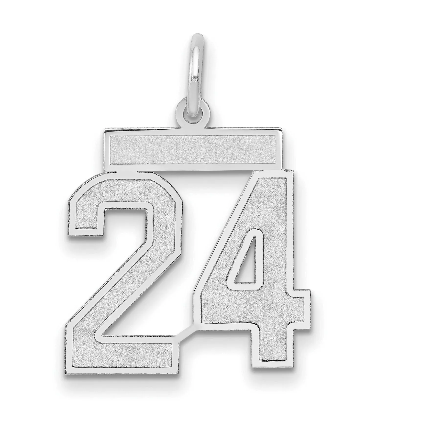 14K WG Medium Satin Number 24 Charm