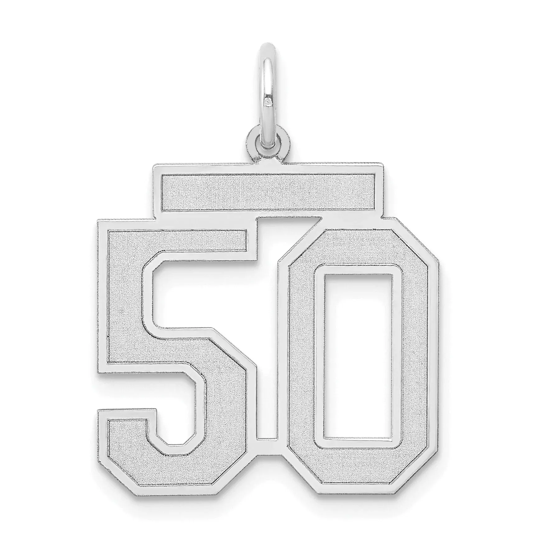 14K WG Medium Satin Number 50 Charm
