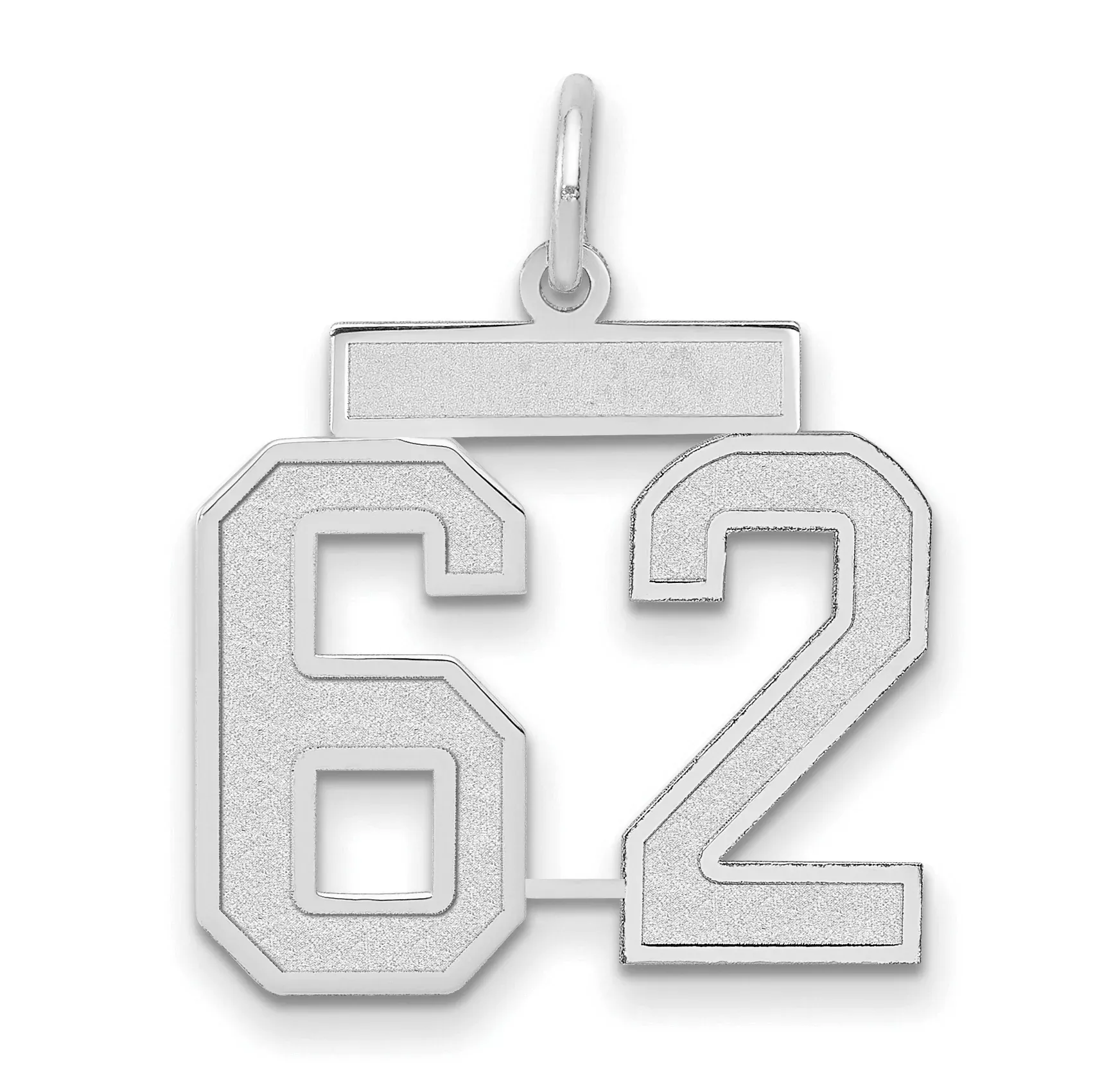 14K WG Medium Satin Number 62 Charm