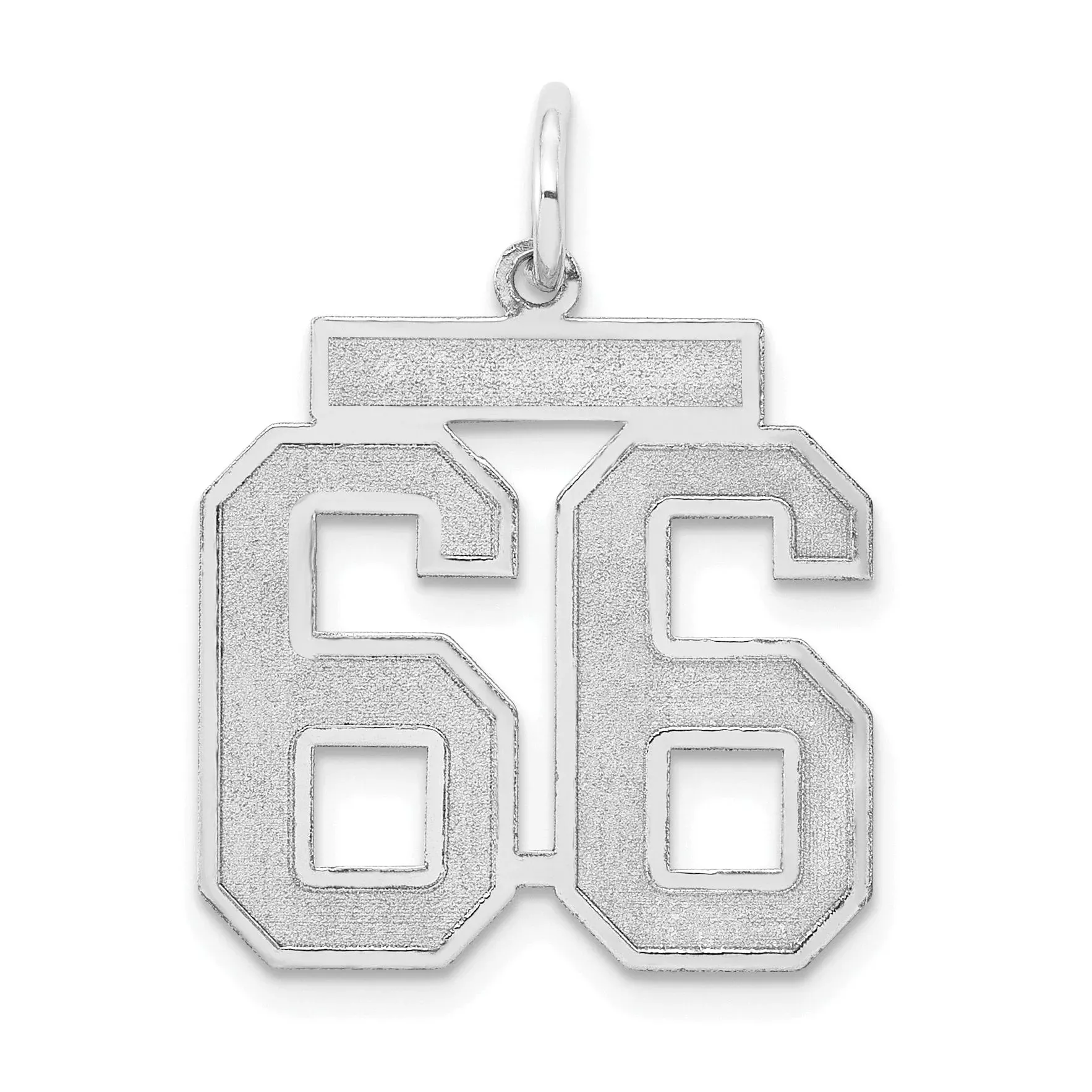 14K WG Medium Satin Number 66 Charm
