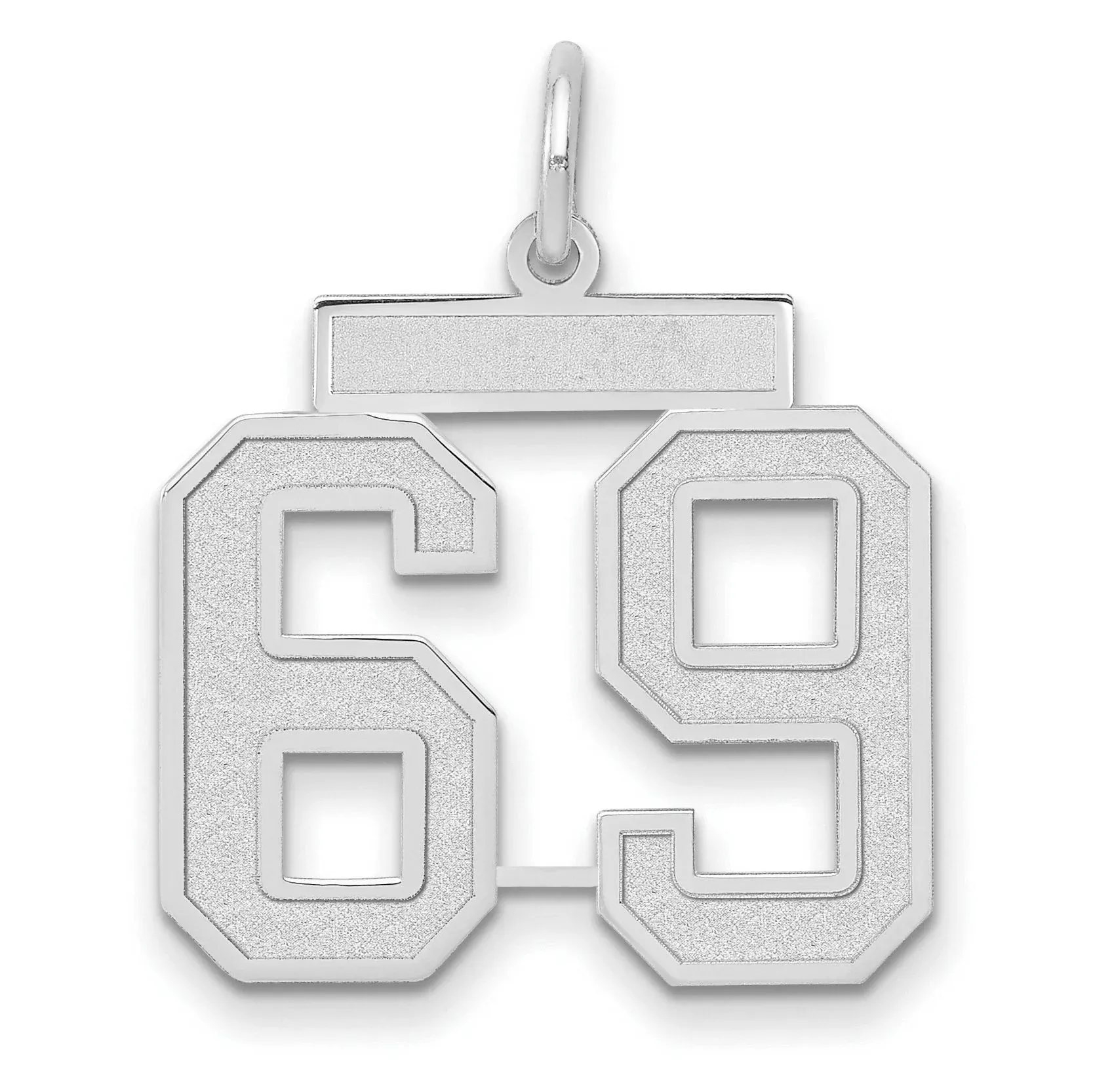 14K WG Medium Satin Number 69 Charm