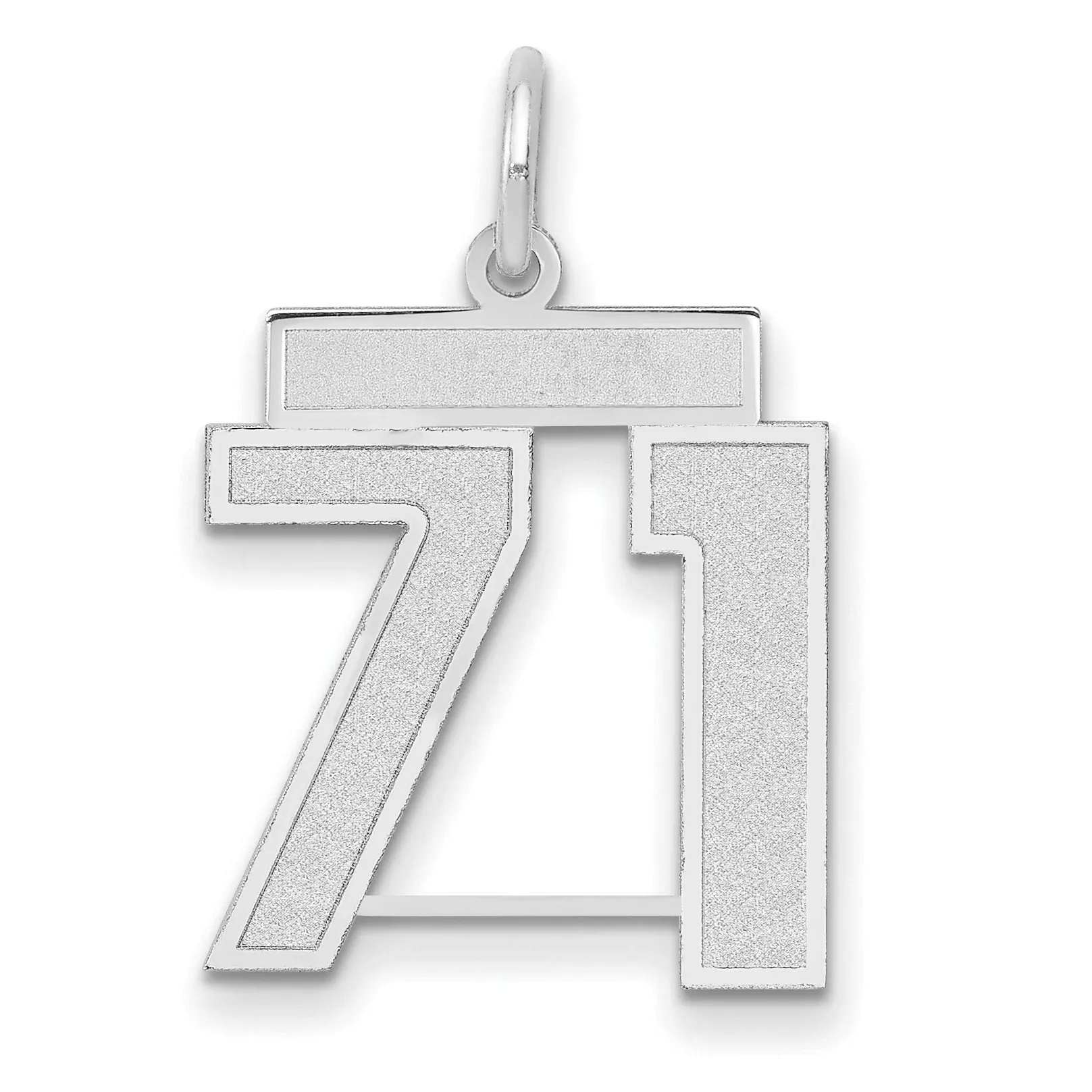 14K WG Medium Satin Number 71 Charm