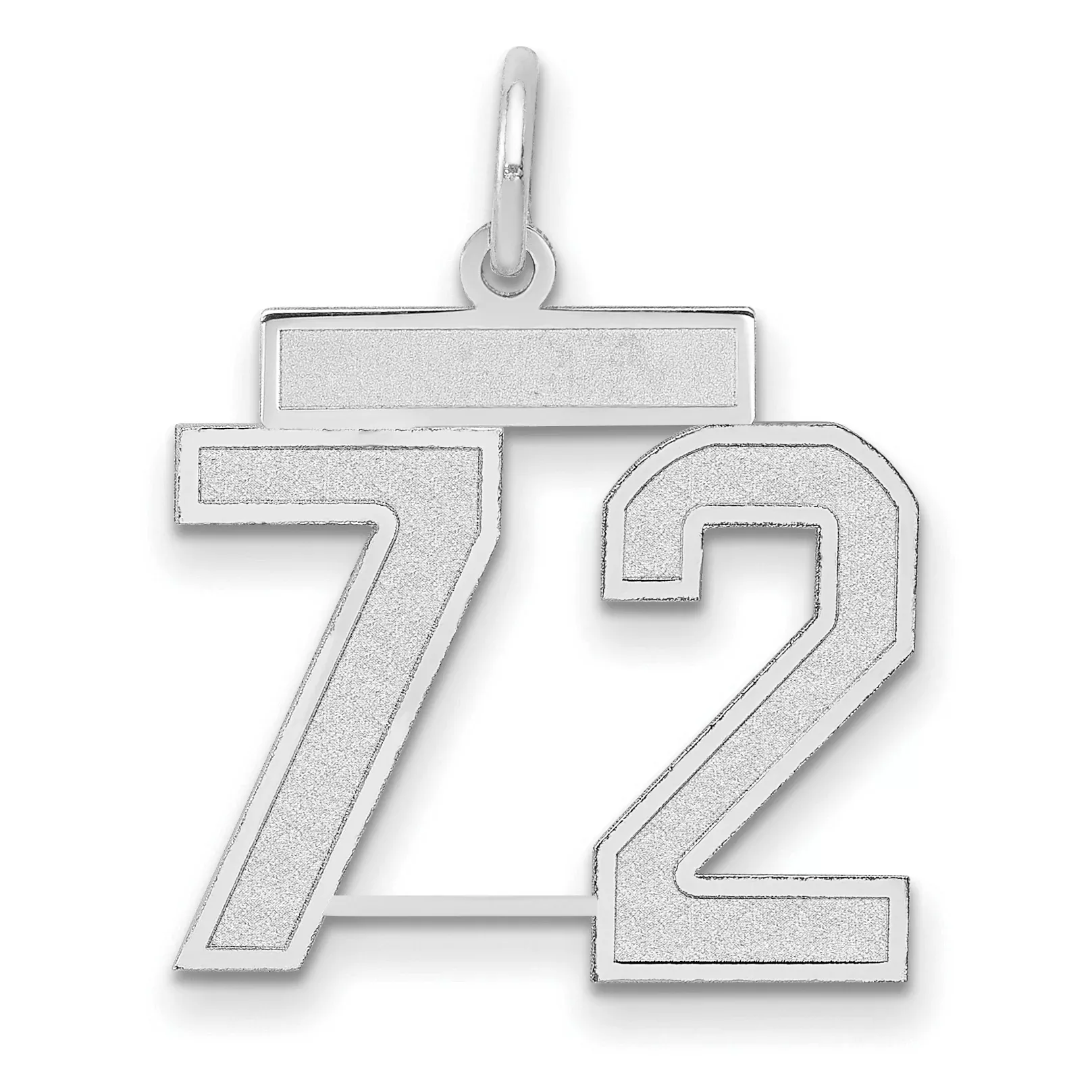 14K WG Medium Satin Number 72 Charm